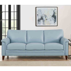 English Elm Westcott Leather Sofa with Top-Grain Upholstery, Goose Feather Comfort, Pocketed Coils, Durable Frame Blue B2705P211449