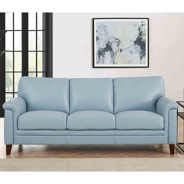 English Elm Westcott Leather Sofa with Top-Grain Upholstery, Goose Feather Comfort, Pocketed Coils, Durable Frame Blue B2705P211449