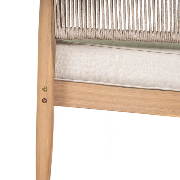 English Elm Christopher Knight Home® - Verona Outdoor Acacia Wood Loveseat With Beige Cushion, Handwoven Rope Detail For Stylish Comfort N775P309257A