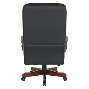 OSP Home Furnishings Deluxe Queen Anne Executive Chair with Lumbar Support and Cherry Wood Finished Base TEX228-3