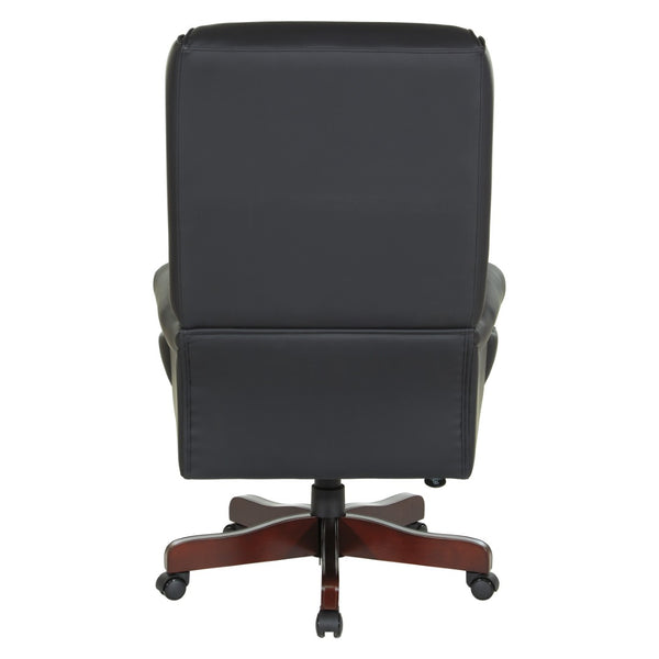 OSP Home Furnishings Deluxe Queen Anne Executive Chair with Lumbar Support and Cherry Wood Finished Base TEX228-3