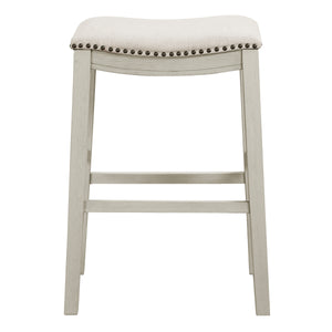 OSP Home Furnishings 29" Saddle Stool - Set of 2 Linen / White Washed