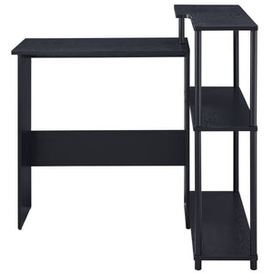 English Elm Black Office Desk with Bookshelf Compact 3-Tier Writing Desk Corner Workstation Durable Black Finish, Stable Storage and Display Space for Home Office (39.5"W x 34.5"H x 32.5"D) B062P184526