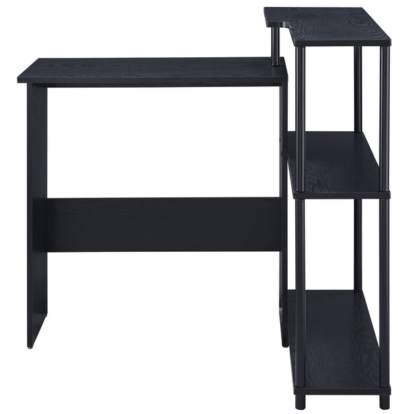 English Elm Black Office Desk with Bookshelf Compact 3-Tier Writing Desk Corner Workstation Durable Black Finish, Stable Storage and Display Space for Home Office (39.5"W x 34.5"H x 32.5"D) B062P184526