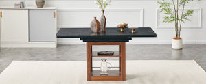 English Elm An Extendable Mdf Dining Table with Open Shelf Storage Seats up to Eight Black,Walnut W1151S04668