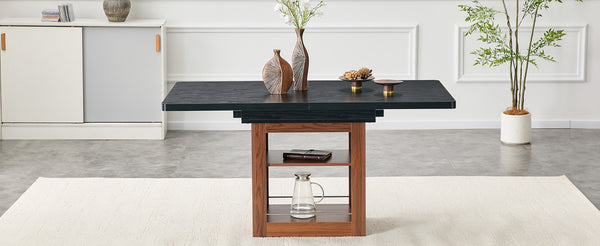 English Elm An Extendable Mdf Dining Table with Open Shelf Storage Seats up to Eight Black,Walnut W1151S04668