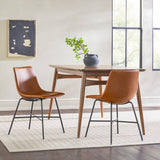 Upholstered Dining Chair with Metal X Base - Set of 2 Whiskey Brown XUMD1EWB Walker Edison