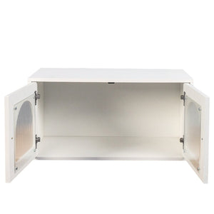 English Elm Wall Mounted Floating Glass Door Display Cabinet for Kitchen Bathroom or Living Room W331P429515