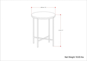 English Elm Tara Gold Side Table with White Marble Top – Handcrafted Iron & Wood Accent, Versatile End Table B136P203474