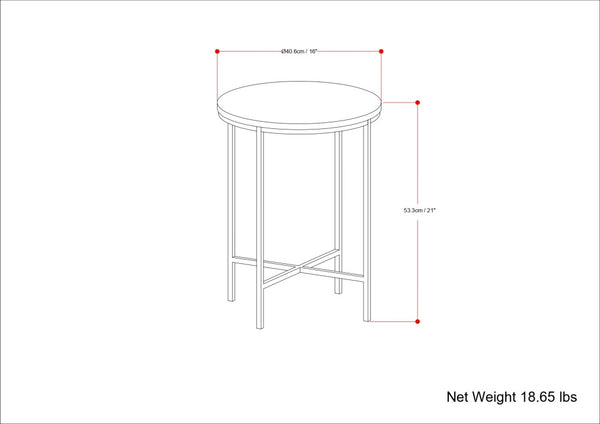 English Elm Tara Gold Side Table with White Marble Top – Handcrafted Iron & Wood Accent, Versatile End Table B136P203474