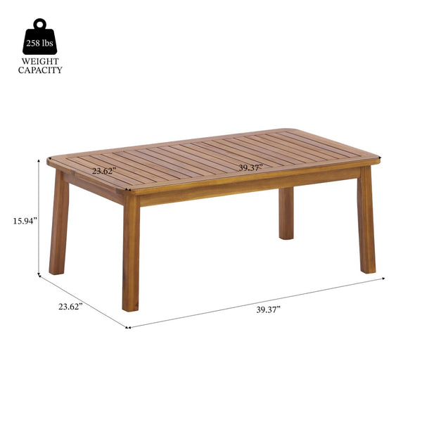 English Elm 2-pieces Outdoor Acacia Wood Loveseat and Coffee Table Set with Water-resistant Cushions N768P382499T
