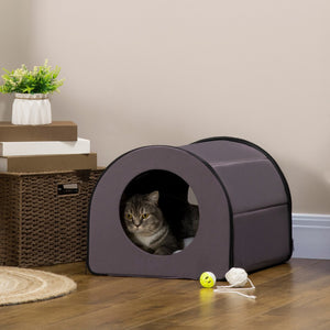 English Elm Pawhut Insulated Dome Cat Shelter Heated Fleece Bed Waterproof Winter Pet House W2225P249718