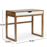 Christopher Knight Home® - Noble House - Ricketson Contemporary Handcrafted Mango Wood Desk with Storage, Natural and White