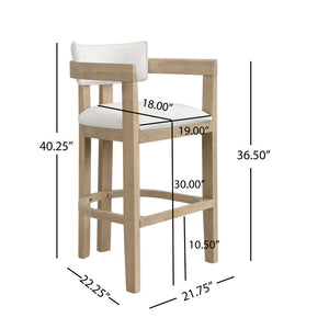 English Elm 30" Rubberwood Upholstered Barstools with Arms Mid-century Style for Kitchen Island Set of 2 Beige,Light Ash N771P361772A