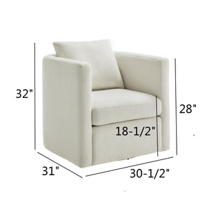 English Elm Sutton Ivory Performance Fabric Swivel Barrel Chair — Ultra-Soft, Stain-Resistant, Pocket Coil Comfort, Reversible Cushion, 360° Swivel B050P322582