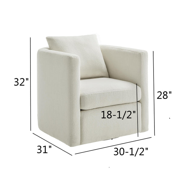 English Elm Sutton Ivory Performance Fabric Swivel Barrel Chair — Ultra-Soft, Stain-Resistant, Pocket Coil Comfort, Reversible Cushion, 360° Swivel B050P322582