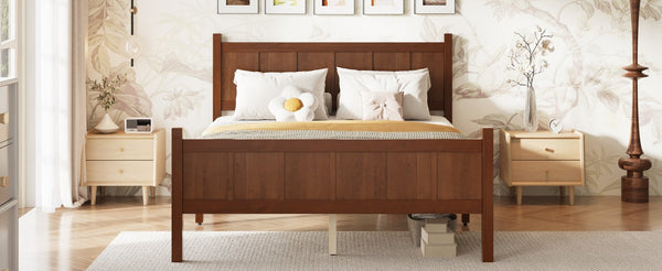 English Elm Twin Platform Bed Vertical Slat Headboard Farmhouse Shaker Wood Grain Finish Bedroom Dark Walnut N733P422479P