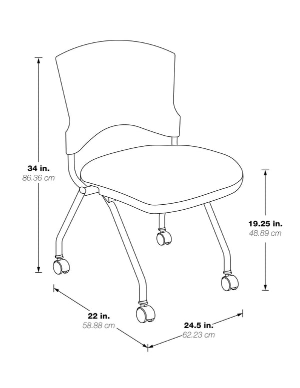 OSP Home Furnishings Soft-flex Frame Steel Folding Chair Cushioned Seat Ventilated Back for Office Use Coal 83220-30