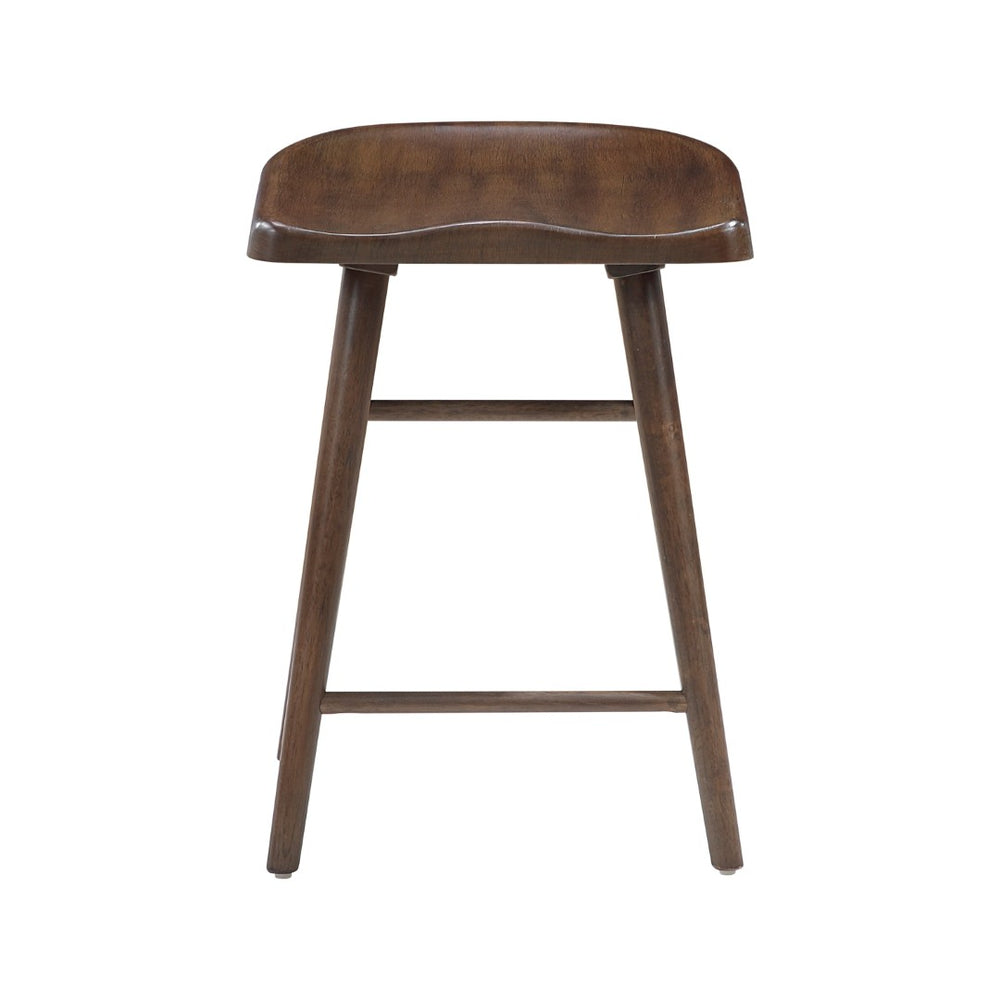 English Elm Brown Solid Wood Counter Stools Set of 2 Saddle Seat Ergonomic Kitchen Island Seating B011P451376