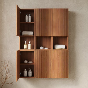 English Elm Mitch Modular Wall Mounted Cabinet Set Oak Woodgrain Soft Close Bathroom Storage W2615S00523