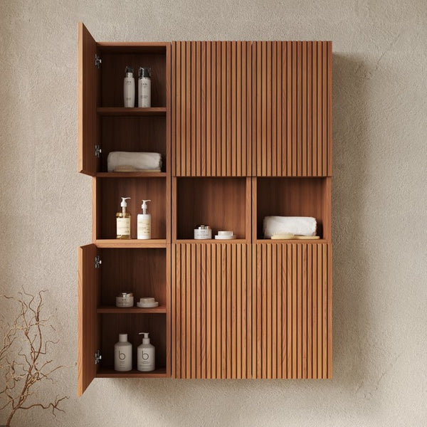 English Elm Mitch Modular Wall Mounted Cabinet Set Oak Woodgrain Soft Close Bathroom Storage W2615S00523