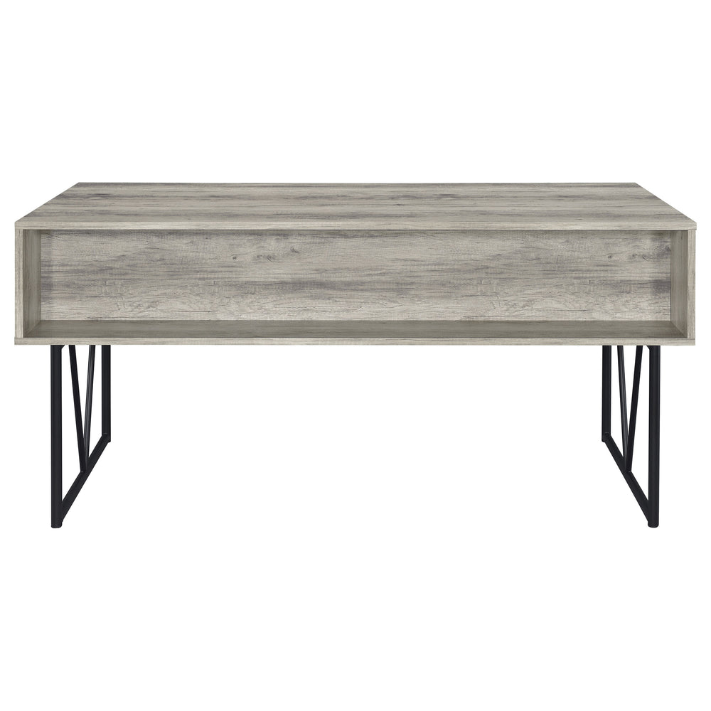 English Elm Sonoma Rustic Grey Driftwood Writing Desk with 4 Deep Drawers, Metal Frame & Industrial Charm B062P331103