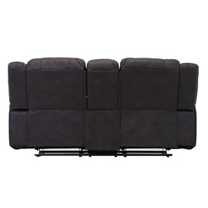 English Elm Wallace & Bay - Black Reclining Console Loveseat - Contemporary Black Licorice Fabric, Easy-Care, Space-Smart Comfort B361P384413