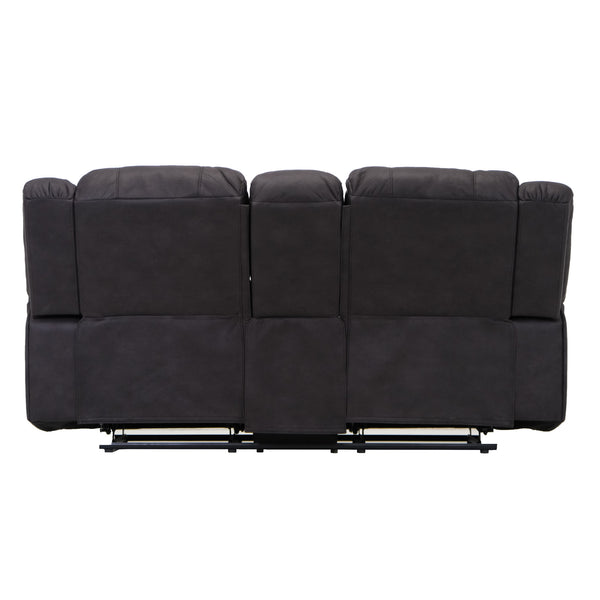 English Elm Wallace & Bay - Black Reclining Console Loveseat - Contemporary Black Licorice Fabric, Easy-Care, Space-Smart Comfort B361P384413