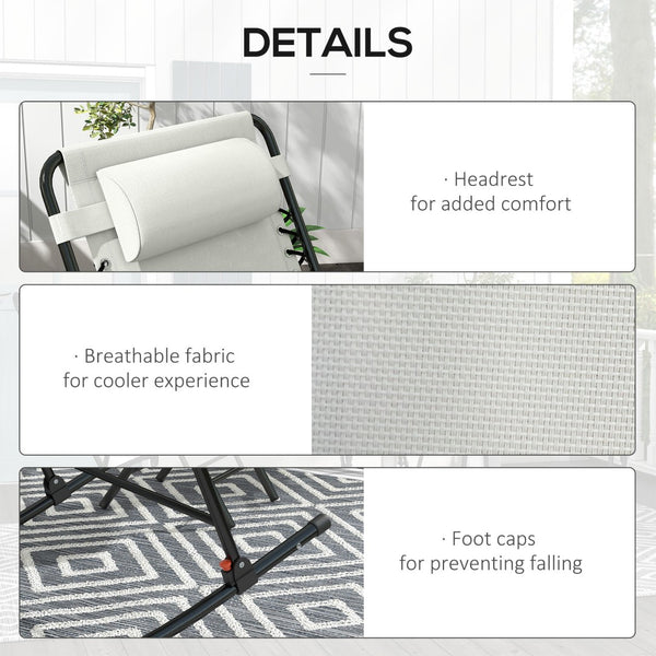 English Elm Outsunny 2 Piece Cream White Outdoor Rocking Chair Set – Portable, Ergonomic & Weather Resistant Design W2225P217099-GIGA