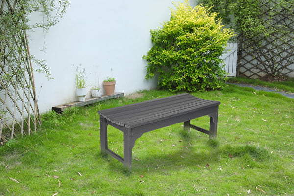 English Elm Backless HDPE Adirondack Bench with Wood Texture, Recycled Poly Lumber, 500lb Capacity, UV-Proof Outdoor Seating Gray W2103P254593