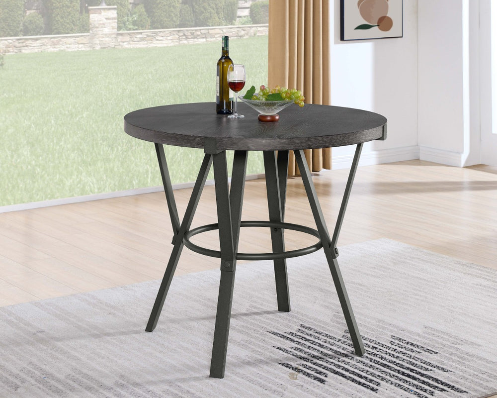 English Elm Wooden Round Counter Height Dining Set with Four Swivel Stools for Kitchen Nook B2748S00062