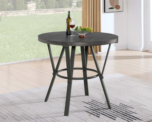 English Elm Wooden Round Counter Height Dining Set with Four Swivel Stools for Kitchen Nook B2748S00062
