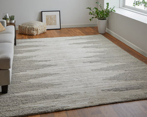 Feizy Rugs Navaro Hand-woven Wool And Viscose Rug - Modern Abstract Design For Effortless Elegance And Warmth Ivory,Tan Wool,Viscose Nav8915fivygryj55