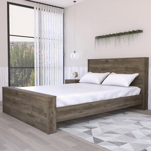 English Elm Braga Full Size Bed Base with 38.6" Headboard, Brown Particle Board, 440 lb Capacity, Easy Assemble B128S00080
