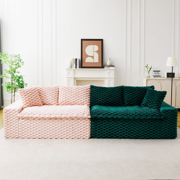 English Elm Luxury Color-Block Turtle Velvet Sofa – Versatile Modular Design For Cozy Living Room Comfort & Style W3371S00049