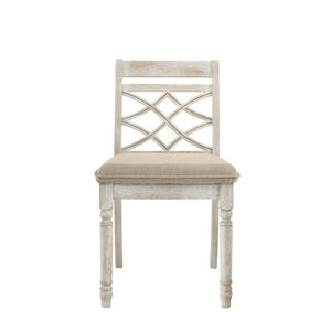 English Elm 19 Inch Cross Back Farmhouse Dining Chairs Padded Seats Distressed Wood Set of 2 B056P416831