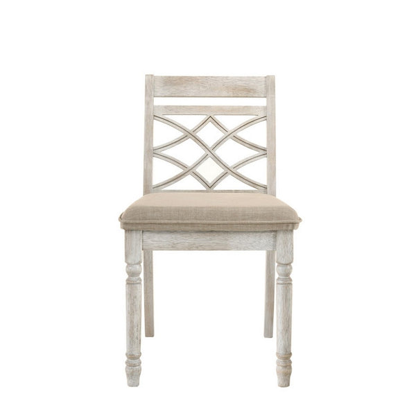 English Elm 19 Inch Cross Back Farmhouse Dining Chairs Padded Seats Distressed Wood Set of 2 B056P416831