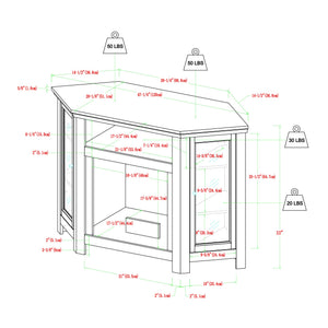 English Elm Walker Edison - Classic Glass-Door Fireplace TV Stand Corner Console with Electric Fireplace, Space-Saving MDF Design Brown B185P169415