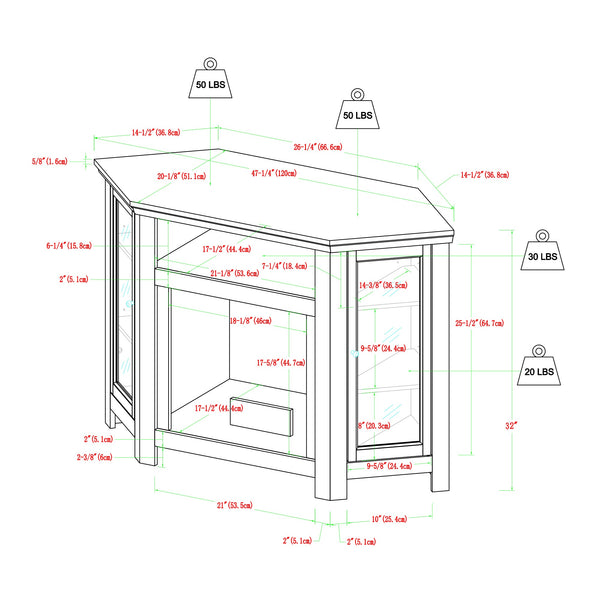 English Elm Walker Edison - Classic Glass-Door Fireplace TV Stand Corner Console with Electric Fireplace, Space-Saving MDF Design Brown B185P169415