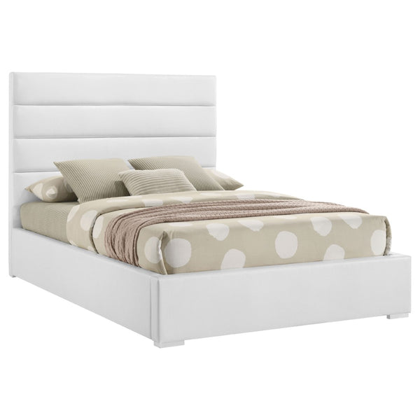 English Elm Dulcey Faux Leather Platform Bed Channel Tufted Headboard Modern Bedroom Frame B062S01508
