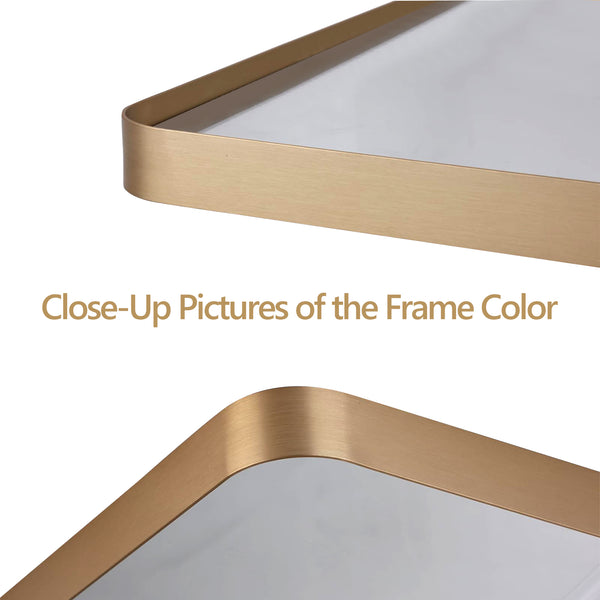 English Elm 22x30 HD Tempered Glass Mirror with Anti-Rust Aluminum Frame, Explosion-Proof Membrane & Easy Z-Bar Mounting Gold T3757P347052