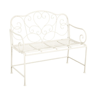 English Elm Christopher Knight Home® - Sunnydaze Iron Garden Bench with 41" Spacious Seating for Two, Timeless Elegant Outdoor Seating Design Matte White N775P206861W