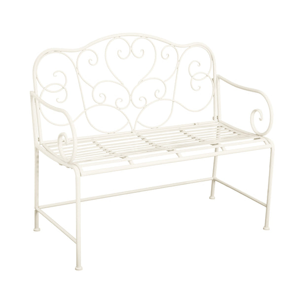 English Elm Christopher Knight Home® - Sunnydaze Iron Garden Bench with 41" Spacious Seating for Two, Timeless Elegant Outdoor Seating Design Matte White N775P206861W