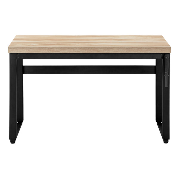 English Elm Computer Desk – Adjustable Standing Workstation With Natural Laminate Top & Sturdy Black Metal Frame B2710P219893