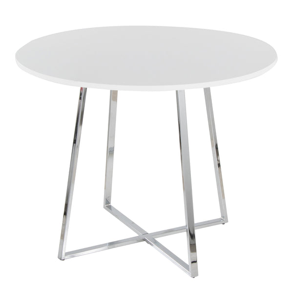 English Elm Cosmo Canary Modern Dining Table With Chrome Base & White Mdf Top – Glamorous Design For 4 B202S01120