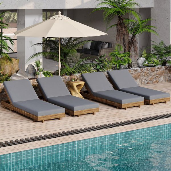 English Elm Christopher Knight Home® - Lounge Chaise Set - Durable Acacia Wood With Plush Water-Resistant Cushions & Adjustable Backrest N770P281696T_65429.00CUSHDGRY