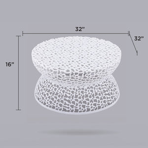 English Elm T3704-35 Cast Aluminum Round Coffee Table with Coral Lattice Cutouts for Modern Living B009P417516