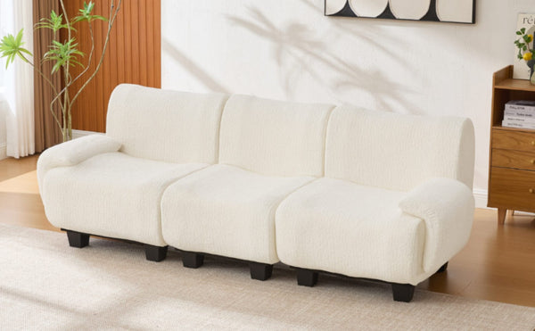English Elm Oversized Chenille Chaise Lounge Deep Seat Sculptural Armrests Modern Living Room Retreat N763P326131A