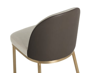 Sunpan LAVANIA Dining Chair - Chic Two-Tone Taupe Upholstery, Antique Brass Accents for Modern Elegance 112214