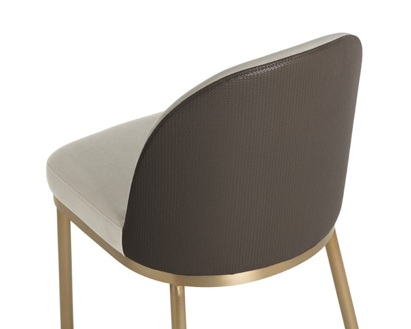 Sunpan LAVANIA Dining Chair - Chic Two-Tone Taupe Upholstery, Antique Brass Accents for Modern Elegance 112214